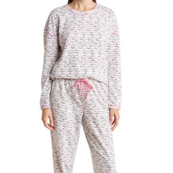 Splendid Love Script Pajamas 2 PC Set Top & Joggers PJ’s Loungewear Size XL NEW